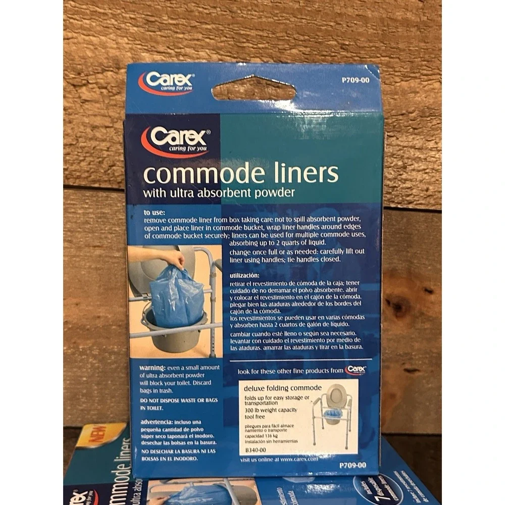 Carex Commode Liners Holds 2 Quarts Liquid, 6 Packs of 7 liners,‎ 42 Count